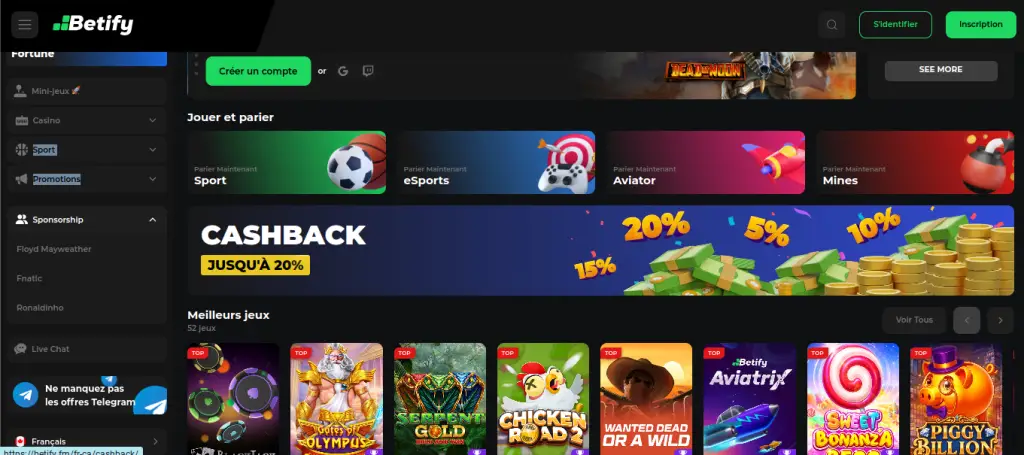 Code promo Betify jeu casino